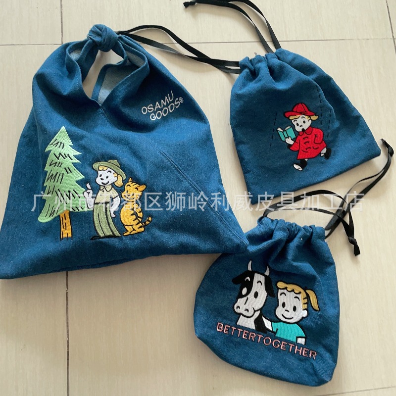 Women Bags Gift - ホット OSAMU グッズシリーズファッション刺繍ハンドバッグ漫画キャラクターかわいいパターンレジャーデニムハンドバッグ女性の誕生日プレゼント