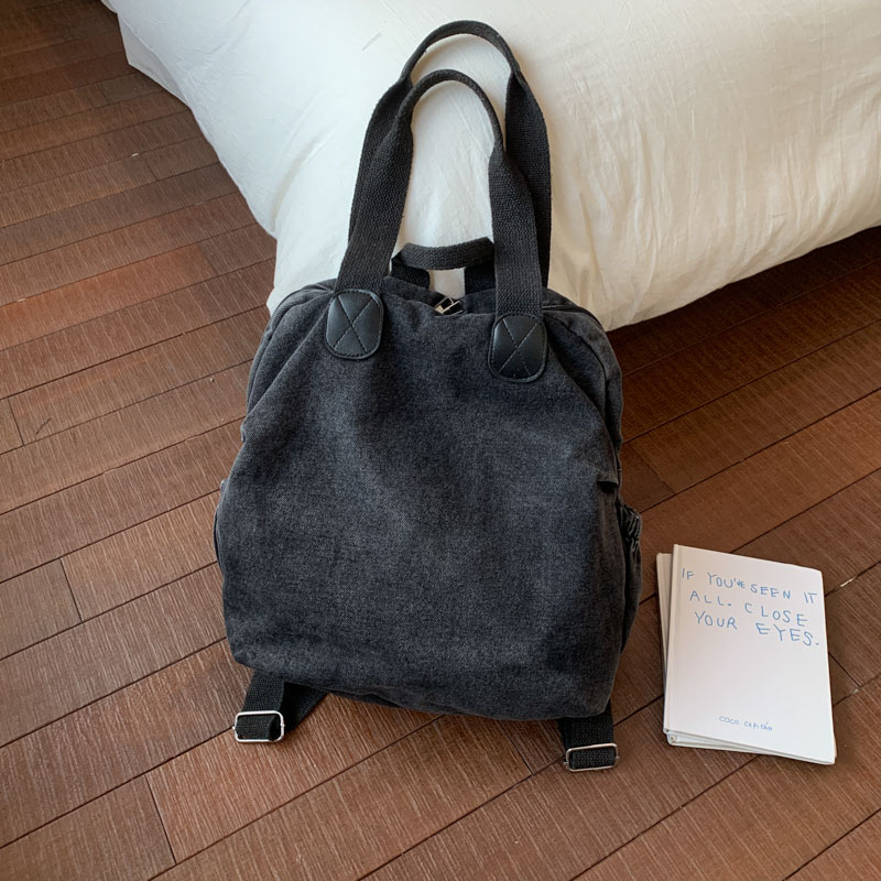 Women Bags Jeans - 韓国ヴィンテージウォッシュドデニムバックパック 多機能トートハンドバッグ 大容量 カジュアルトラベル 学生用ジーンズショルダーバッグ