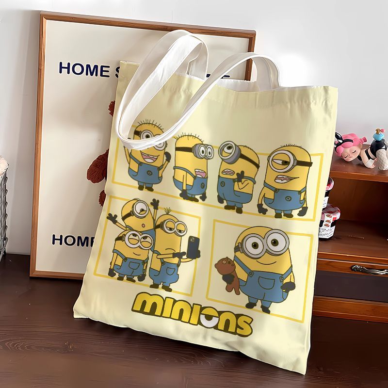 Shopper Tote Canvas - ミニオンズ映画アニメ漫画かわいいキャンバスバッグかわいい学生トートバッグ家庭用ポータブルショッピングバッグショルダーバッグギフト卸売