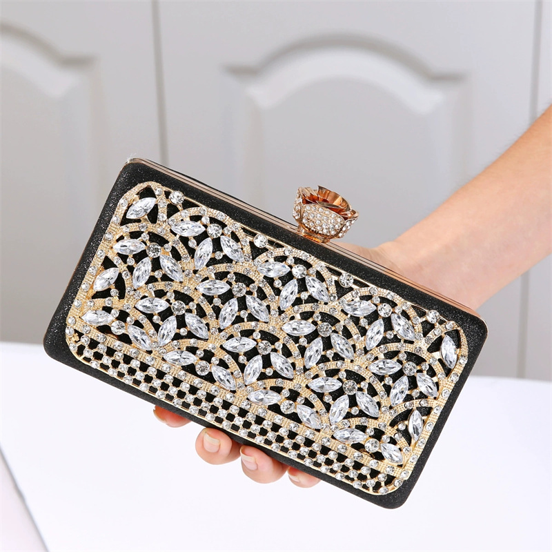 Women Bags Dubai - 高級ダイヤモンドメタルフレームイブニングバッグ女性ドバイスタイル中空クラッチショルダーチェーン付きウェディングハンドバッグレディース財布