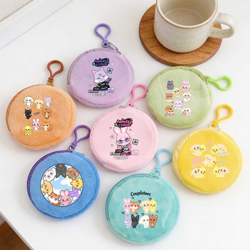 Women Bags Gift - Kpop ATEEZ アイドル小銭入れキーホルダー漫画アニメパターンプリント財布女性男性アウトドアファッションミニ財布キーリングギフト新しい