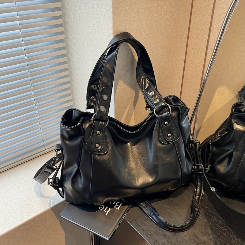 Women Bags For Airport - 大容量のヴィンテージレザーハンドバッグ、ジッパー開閉、クロスボディトートバッグ、ファッション多用途、通勤に最適