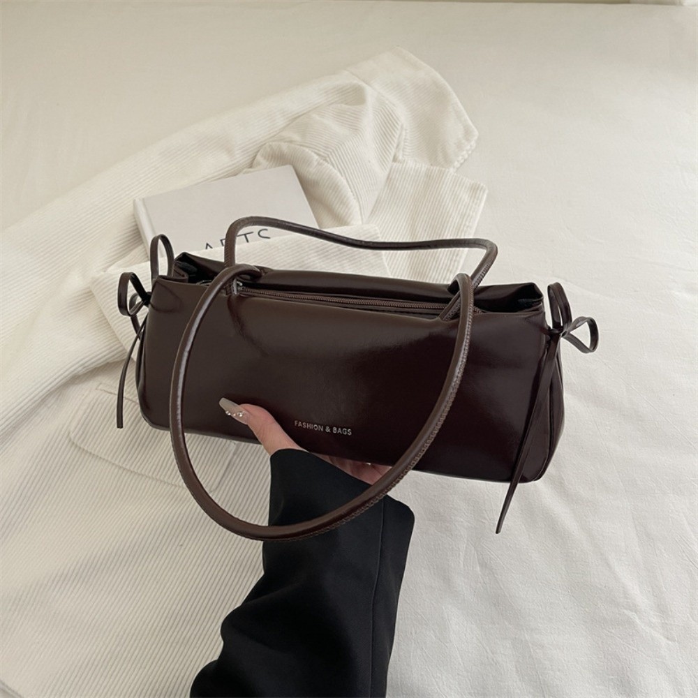 Women Bags For Airport - 新しいソリッドカラーの女性用ハンドバッグ、ソフトPU素材、結び目付きショルダーバッグ、アンダーアームバッグ
