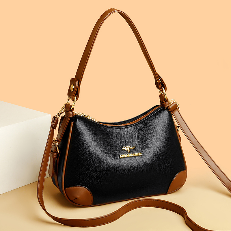 Women'S Kangaroo Bags - 女性用ソフトレザークロスオーバーバッグ,3層,高品質,デザイナーショルダーバッグ,2024