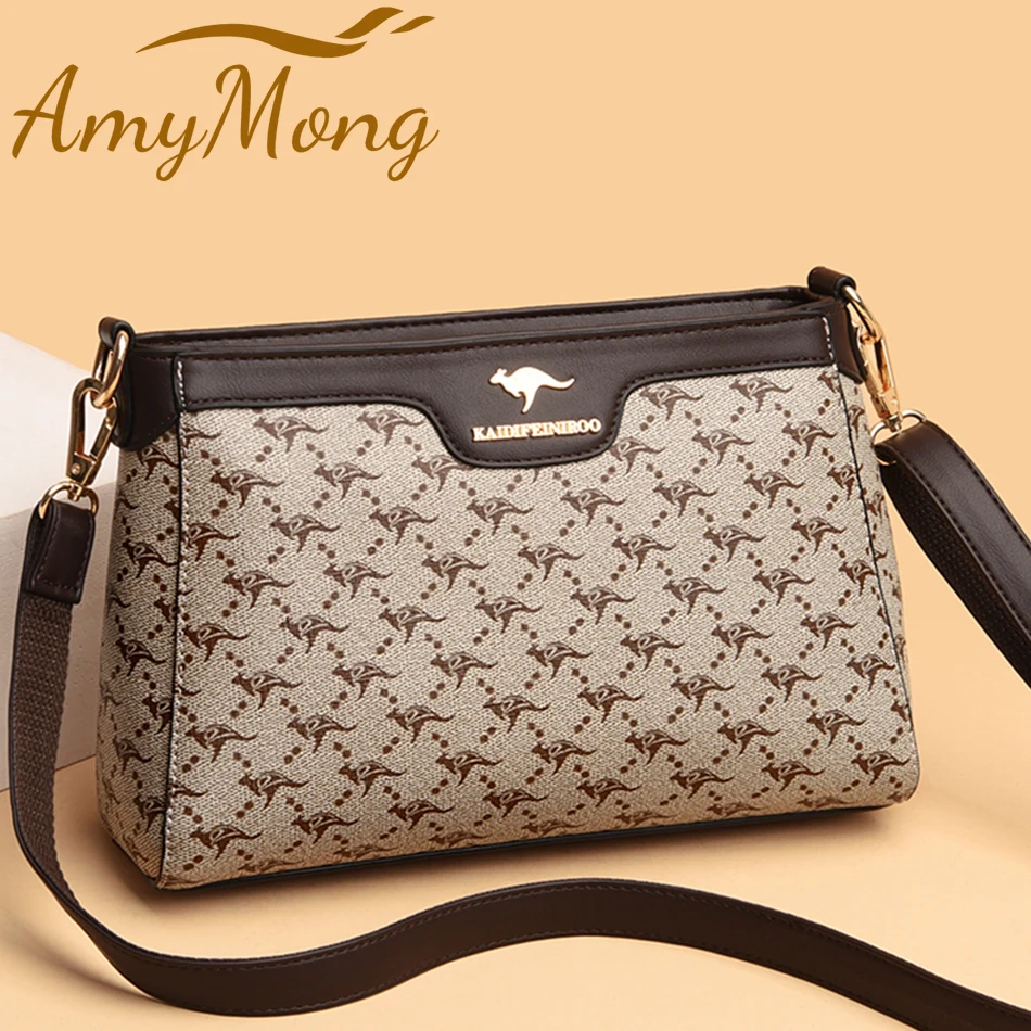 Women'S Kangaroo Bags - 女性のためのファッショナブルなプリントの革製ハンドバッグ,デザイナーショルダーバッグ,フラップ付き,高品質
