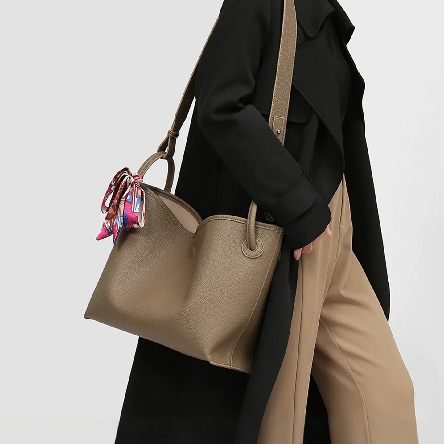 Women Bags Luxury - ライトラグジュアリー ハイエンド レディース トートバッグ PUレザー ソリッドカラー