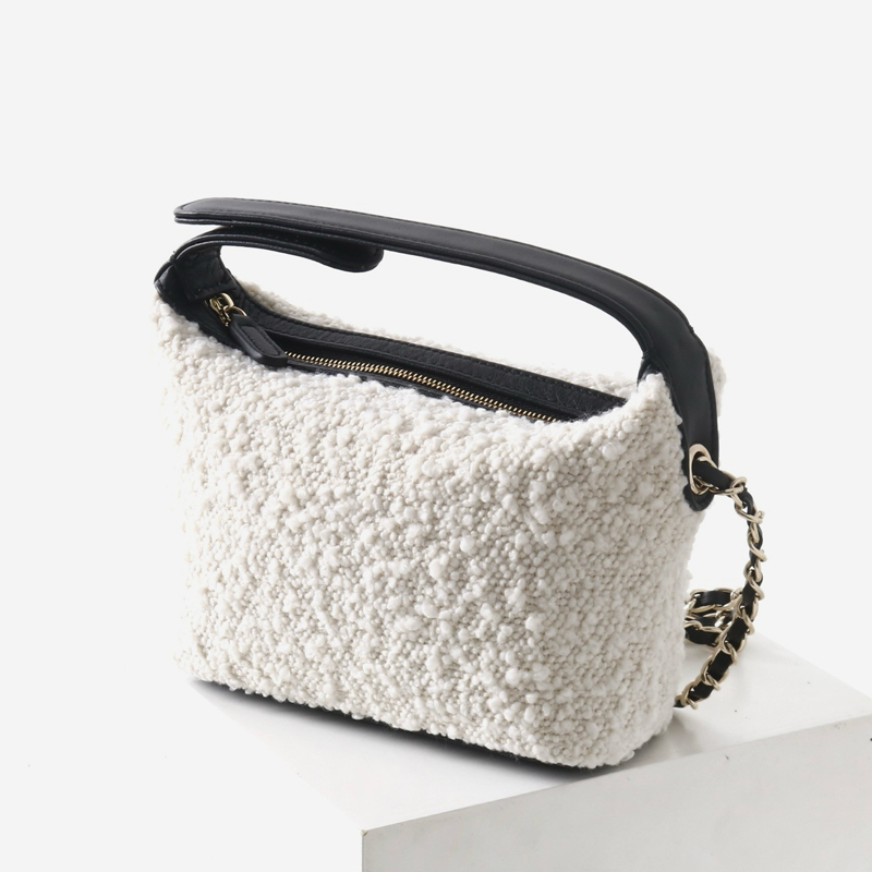 Women Bags Luxury - レザークラシックミニホーボスバッグ女性のための高級デザイナーハンドバッグ財布 2026 新しいウール牛革ハンドルチェーンストラップショルダー