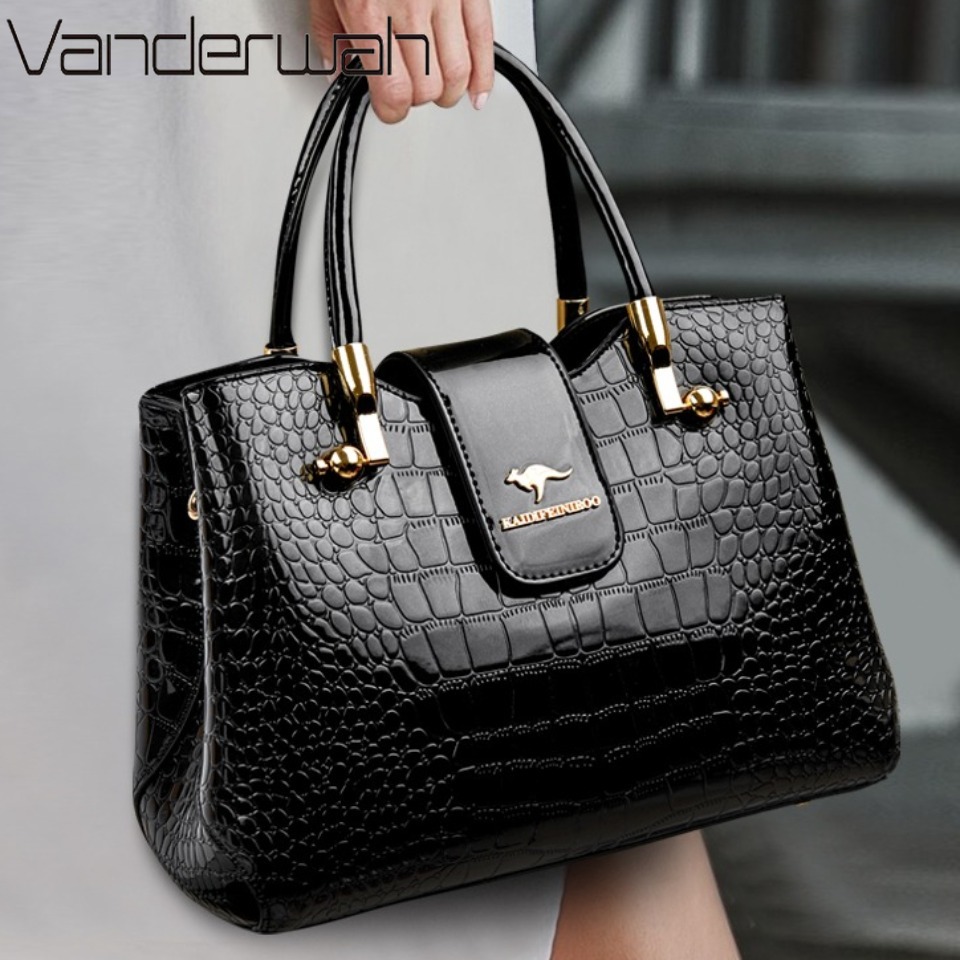 Women'S Kangaroo Bags - KAIDIFEINIROO カンガルーブランドカジュアルトートバッグオイル Pu レザーハンドバッグ Womne ショルダークロスボディ大容量ハンドバッグ三層