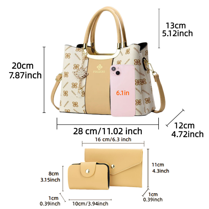 ライトラグジュアリー高級プリントハンドバッグ（女性用）、3ピ - Women Bags Luxury のレビューと価格