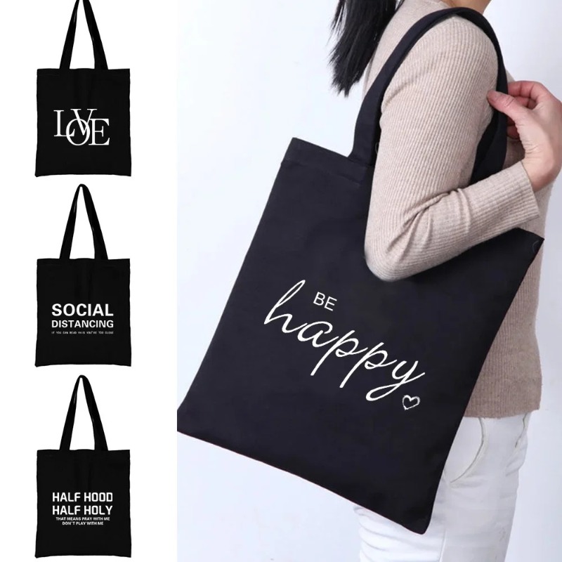 かわいい漫画オレンジ猫プリントブラック大容量ショルダーバッグ - Shopper Tote Canvas のレビューと価格