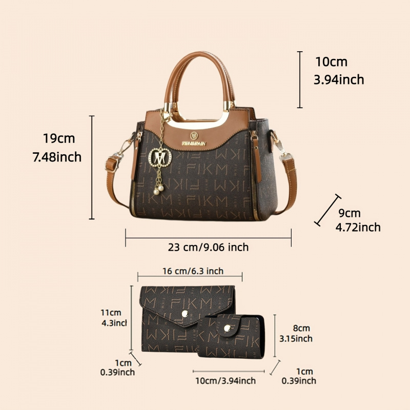 3点セットの高級感のあるプリントレターバッグ、プレミアムでお - Women Bags Luxury のレビューと価格