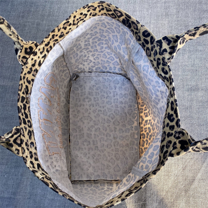 ユニセックスヒョウ柄刺繍キャンバストートバッグカジュアルハン - Shopper Tote Canvas のレビューと価格