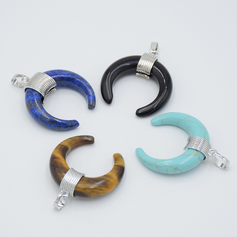 シルバーメッキファッション三日月ハーフムーンペンダント女性男 - Half Moon Crescent のレビューと価格