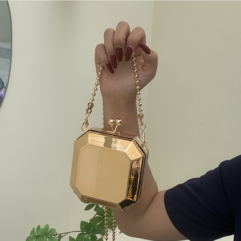 女性のためのゴールデンミニイブニングクラッチ,小さなPVCボ - Women Bags Luxury のレビューと価格
