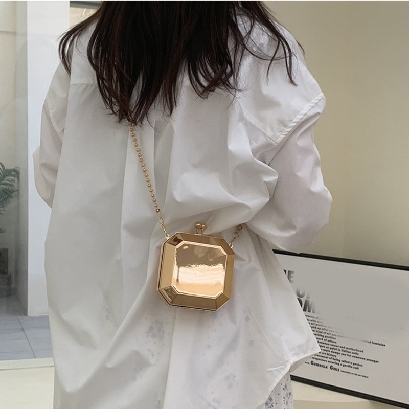 女性のためのゴールデンミニイブニングクラッチ,小さなPVCボ - Women Bags Luxury のレビューと価格