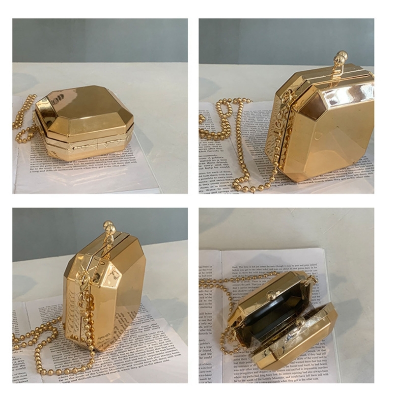 女性のためのゴールデンミニイブニングクラッチ,小さなPVCボ - Women Bags Luxury のレビューと価格
