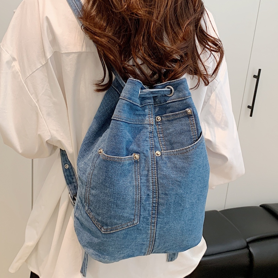 デニム女性用バックパック、ティーンエイジャーの女の子向けカジ - Women Bags Jeans のレビューと価格