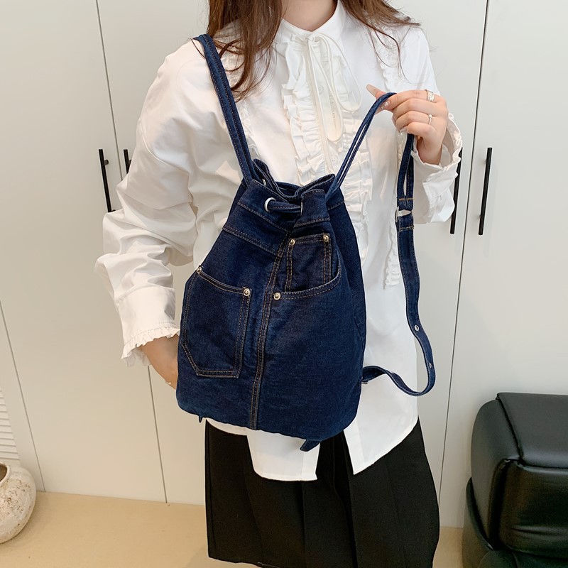 デニム女性用バックパック、ティーンエイジャーの女の子向けカジ - Women Bags Jeans のレビューと価格