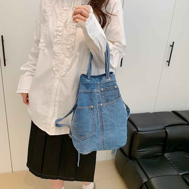 デニム女性用バックパック、ティーンエイジャーの女の子向けカジ - Women Bags Jeans のレビューと価格