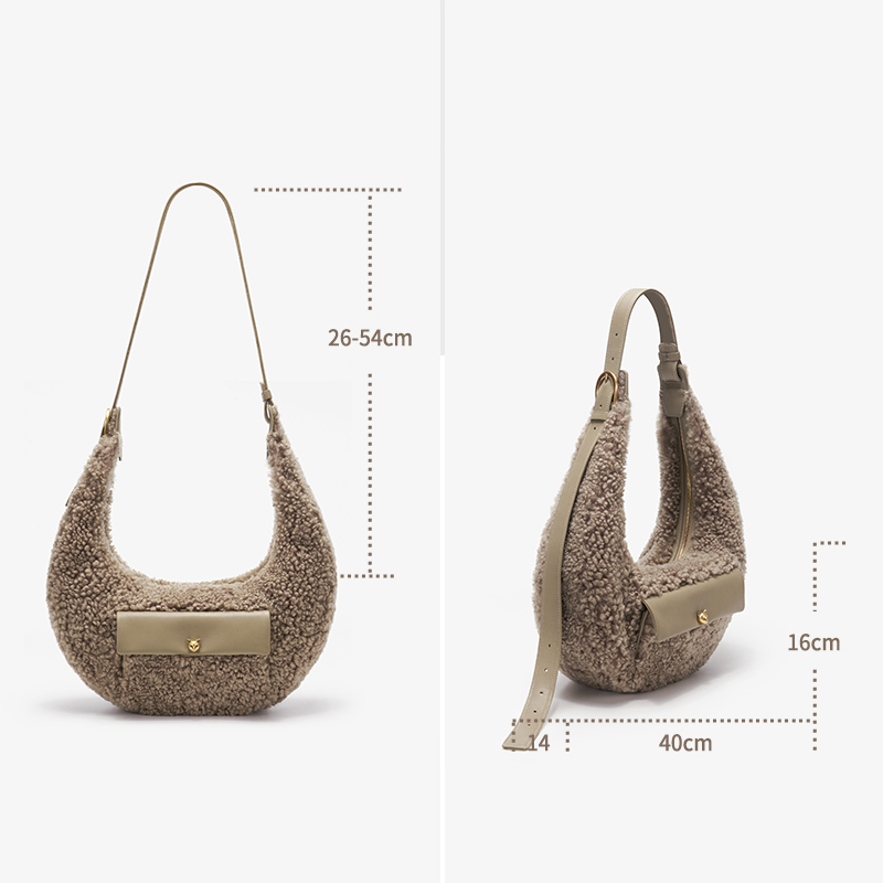 女性用半円形ウールバッグ,ミニマリストの脇毛キャリー,カジュ - Half Moon Crescent のレビューと価格