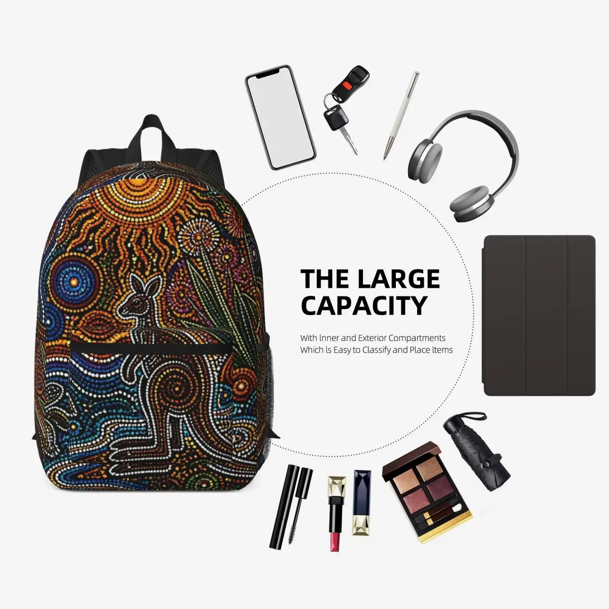 アボリジニカンガルー抽象オーストラリアバックパックデイパック - Women'S Kangaroo Bags のレビューと価格