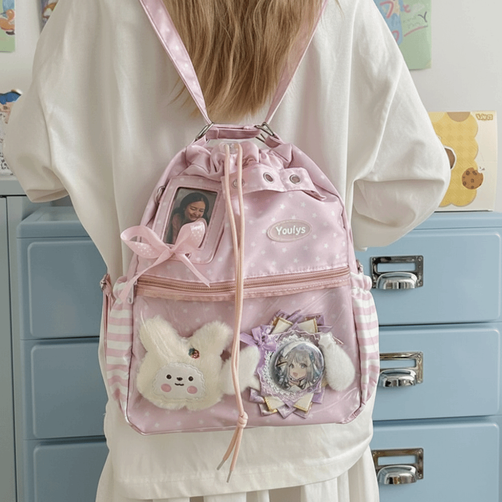 かわいい水玉模様の Ita バックパック巾着クリアポケットト - Shopper Tote Canvas のレビューと価格