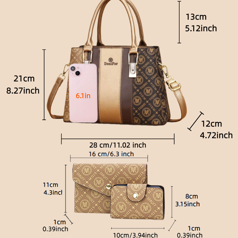 3点セットの女性用ハンドバッグ、スプライスデザイン、軽量高級 - Women Bags Luxury のレビューと価格