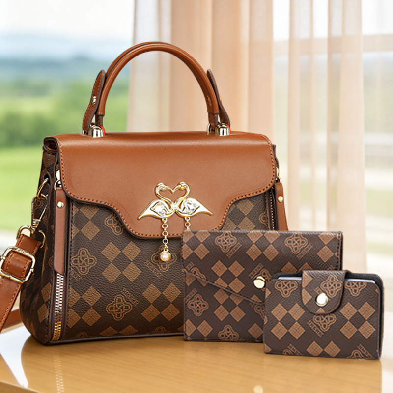 3ピース女性用バッグセット、軽量高級プリント柄女性用クロスボ - Women Bags Luxury のレビューと価格