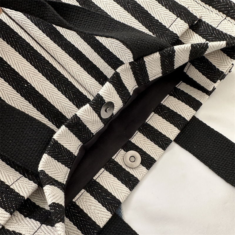 女性用ストライプキャンバスクロスオーバーバッグ,大容量ハンド - Shopper Tote Canvas のレビューと価格