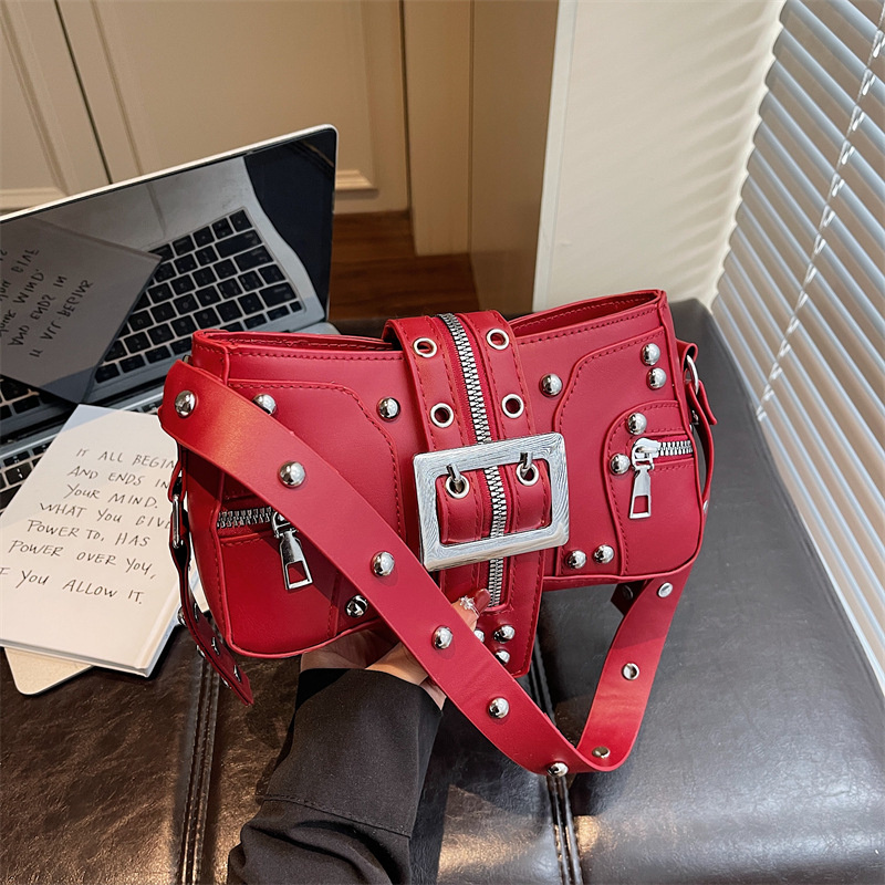 女性用ショルダーバッグ パンクスタイル財布 PUレザー ロッ - Women Bags For Airport のレビューと価格
