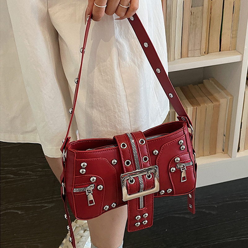 女性用ショルダーバッグ パンクスタイル財布 PUレザー ロッ - Women Bags For Airport のレビューと価格