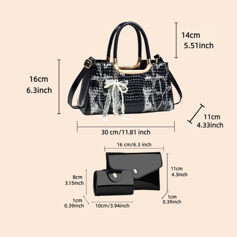 レディースハンドバッグセット、クロコダイル柄イブニングクラッ - Women Bags Gift のレビューと価格