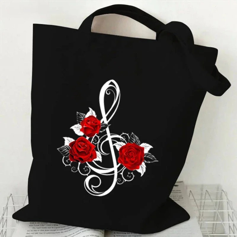 音符ハートビートプリントキャンバスバッグショルダーバッグ折り - Shopper Tote Canvas のレビューと価格