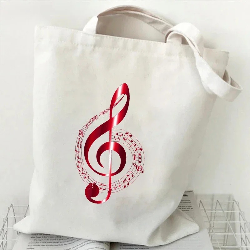 音符ハートビートプリントキャンバスバッグショルダーバッグ折り - Shopper Tote Canvas のレビューと価格