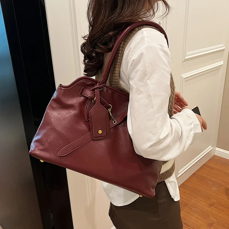 PUレザーレトロトートバッグ レディース 2026冬トレンド - Women Bags For Airport のレビューと価格