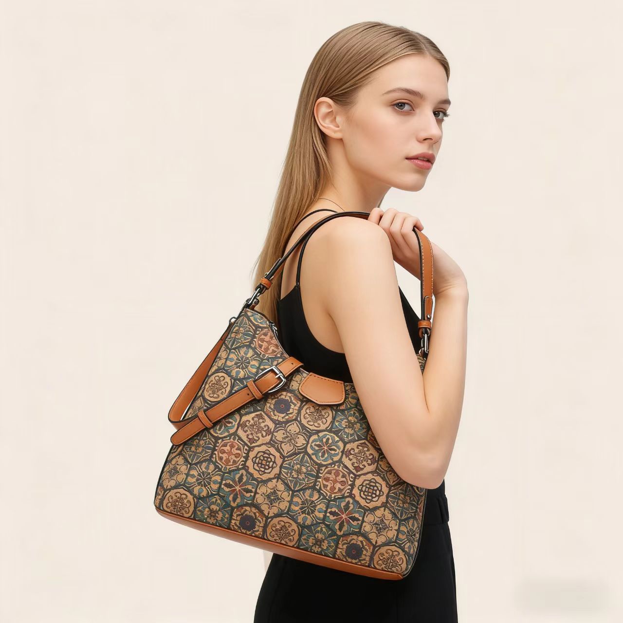 レトロ多元素プリントエスニックスタイルコルクハンドバッグシン - Women'S Kipling Bags のレビューと価格