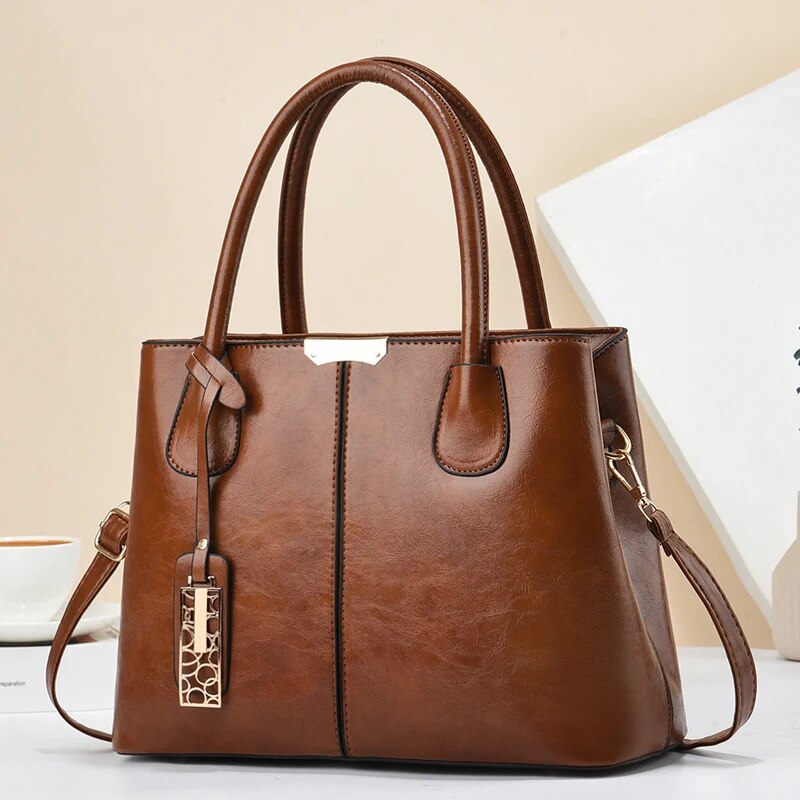 女性用PUレザークロスオーバーバッグ,レトロバッグ,無地,エ - Women Hand Bags For Office のレビューと価格