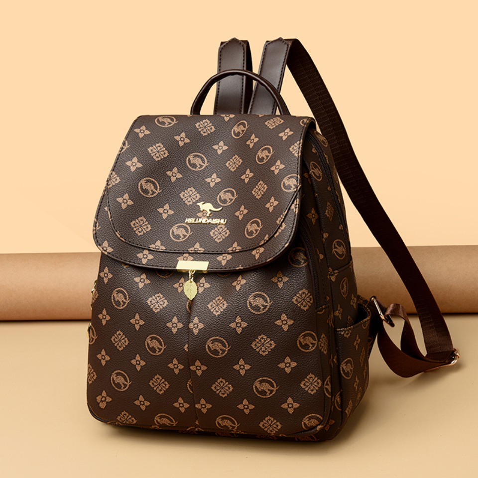クラシックカンガループリントバックパック Pu レザーバック - Women'S Kangaroo Bags のレビューと価格