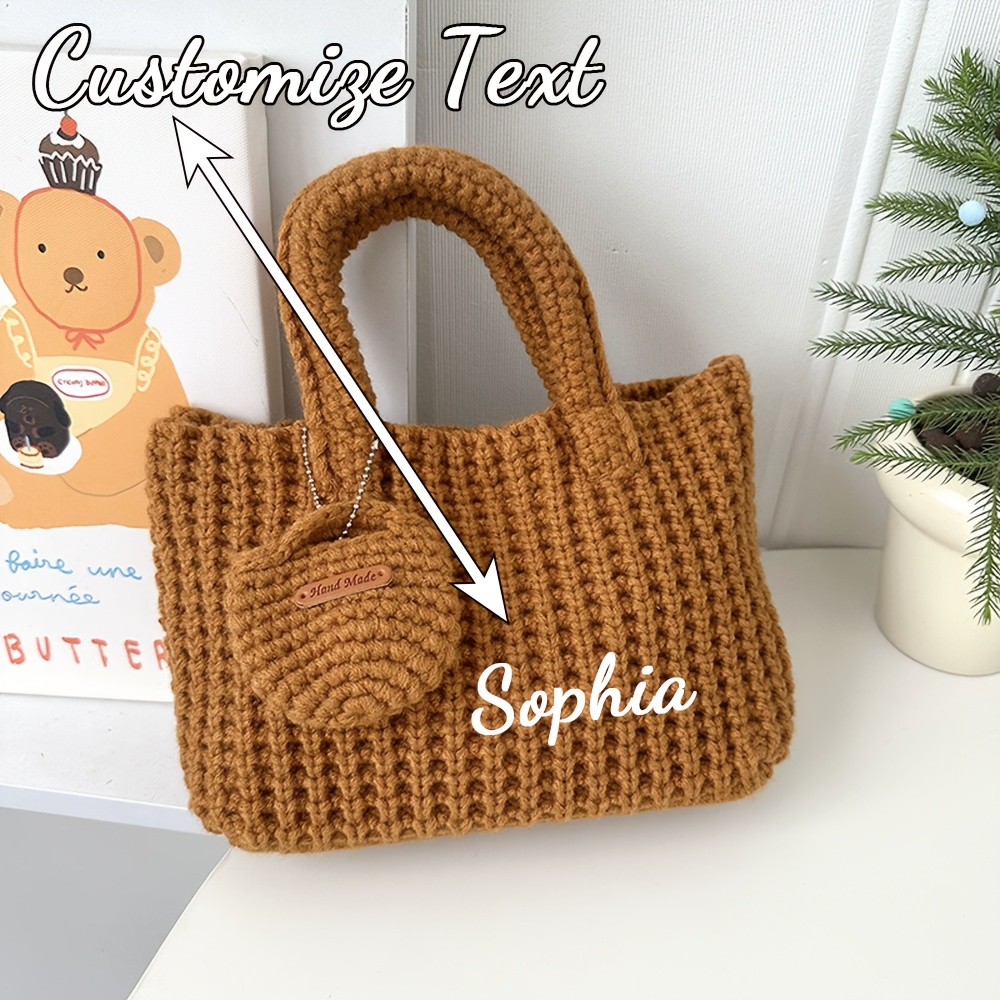 カスタム名入りニットトートバッグ 女性用 手作りかぎ針編みシ - Women Bags Name のレビューと価格