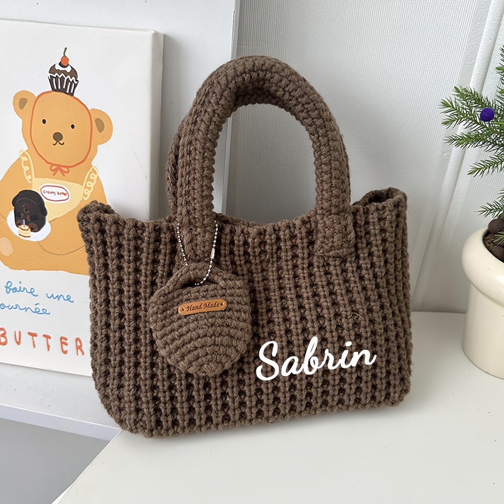 カスタム名入りニットトートバッグ 女性用 手作りかぎ針編みシ - Women Bags Name のレビューと価格