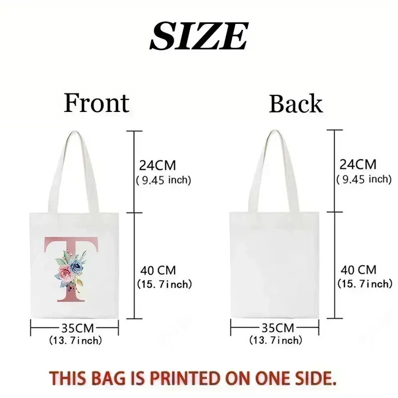 エレガントな花柄アルファベットトートバッグ 再利用可能な環境 - Shopper Tote Canvas のレビューと価格