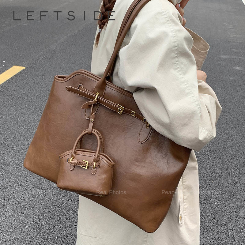 左側ビッグPUレザーショートハンドルショルダーバッグ レディ - Women Bags For Airport のレビューと価格