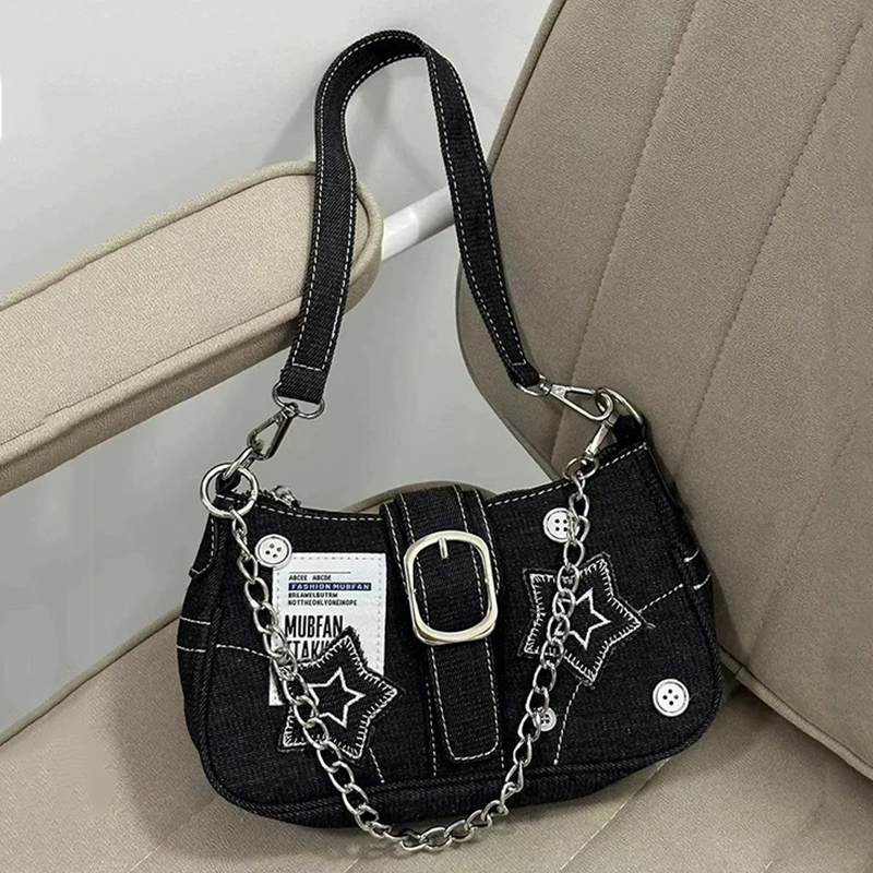 Y2k ファッション女性のハンドバッグ星柄クールガールズアン - Women Bags Jeans のレビューと価格